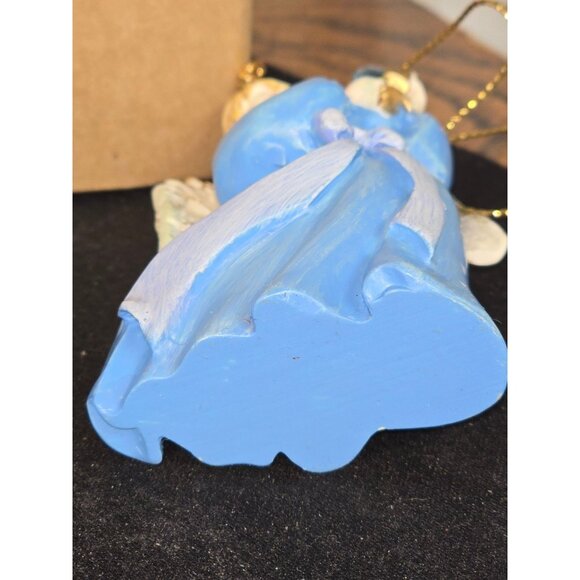 March - 1995 AVON Birthstone Angel Ornament Simulated Aquamarine Vintage Gift - Picture 3 of 5